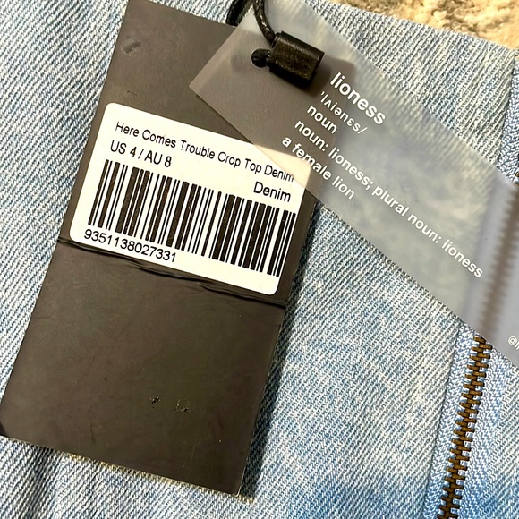 Lioness Here Comes Trouble Crop Top Denim Small - Picture 3 of 3